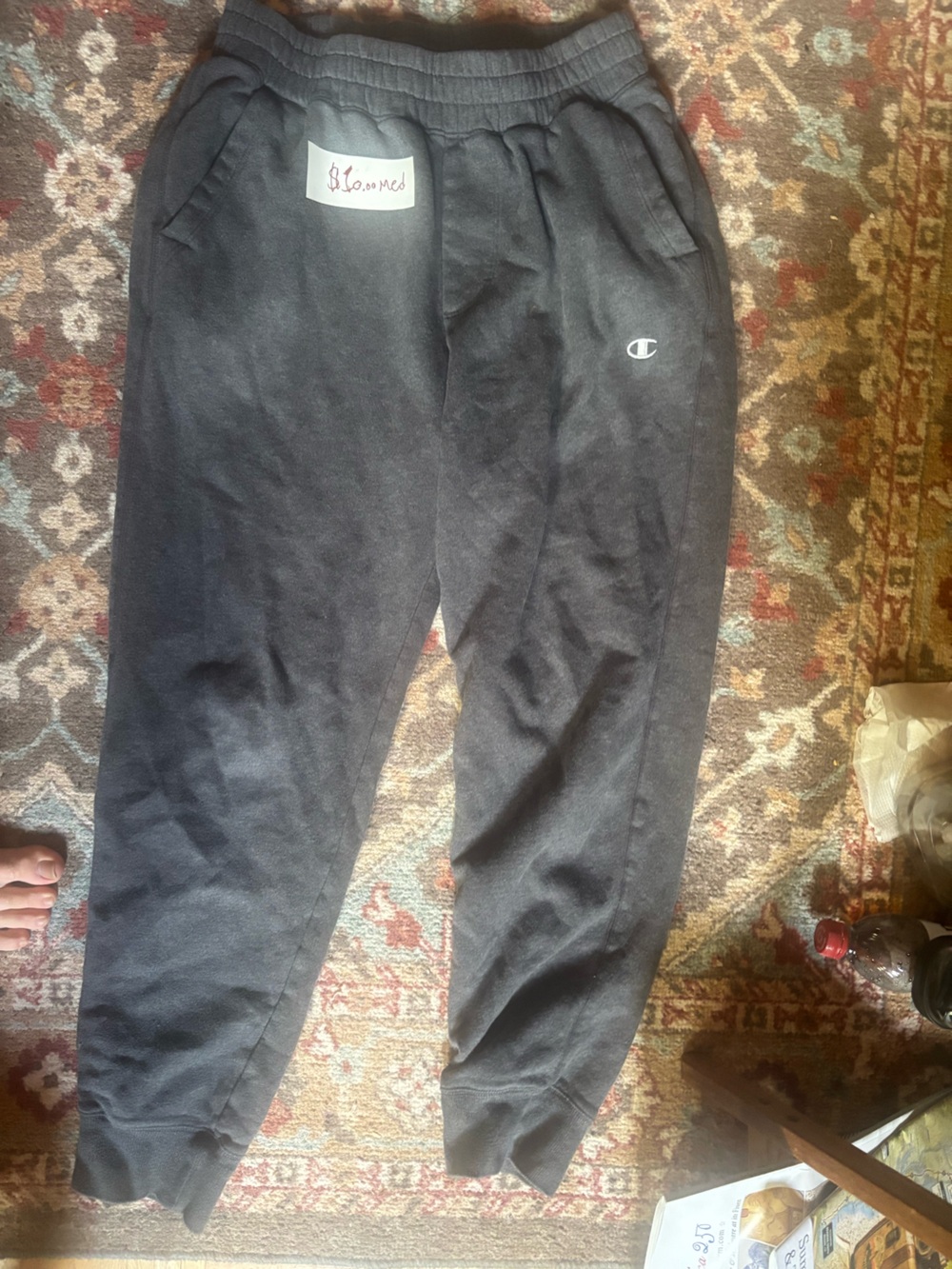Champion Dark Gray Fleece Joggers with Logo Patch